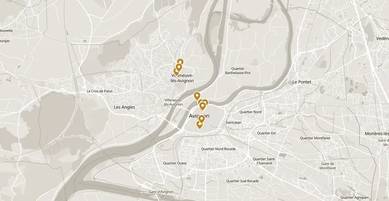 Map of the places worth your time in Avignon