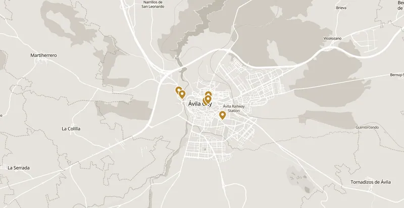Map of the places worth your time in Ávila