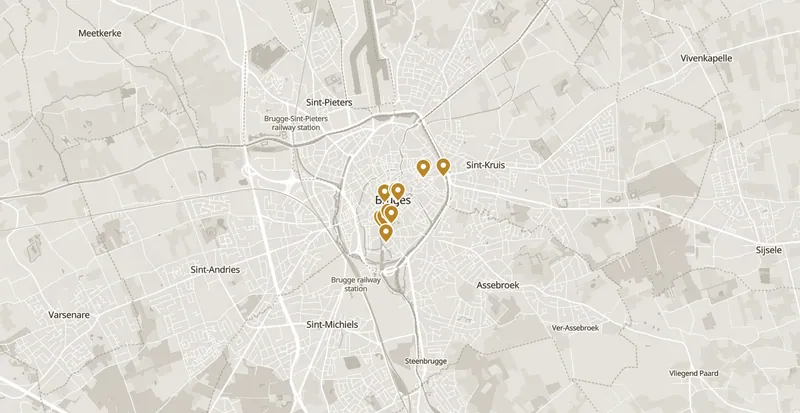 Map of the places worth your time in Bruges