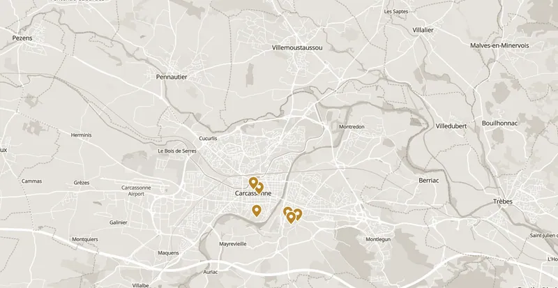 Map of the places worth your time in Carcassonne