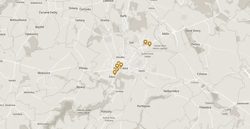 Map of the places worth your time in Kutná Hora