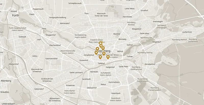 Map of the places worth your time in Nuremberg