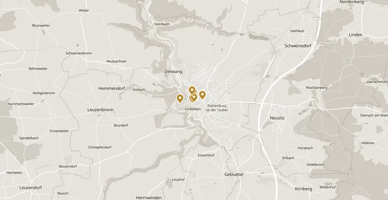 Map of the places worth your time in Rothenburg ob der Tauber