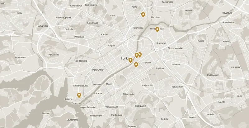 Map of the places worth your time in Turku
