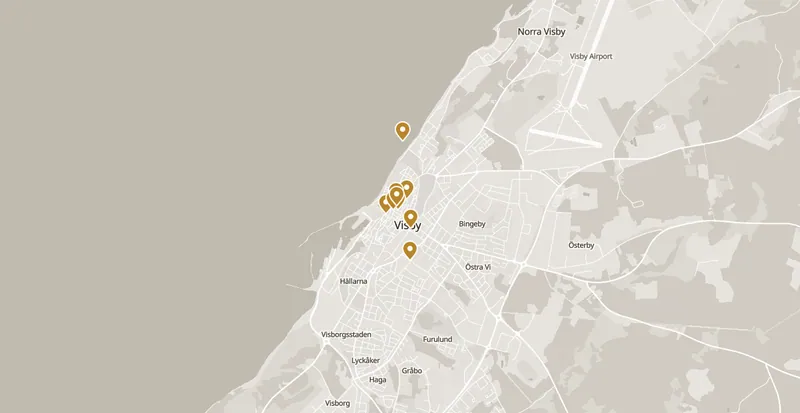 Map of the places worth your time in Visby