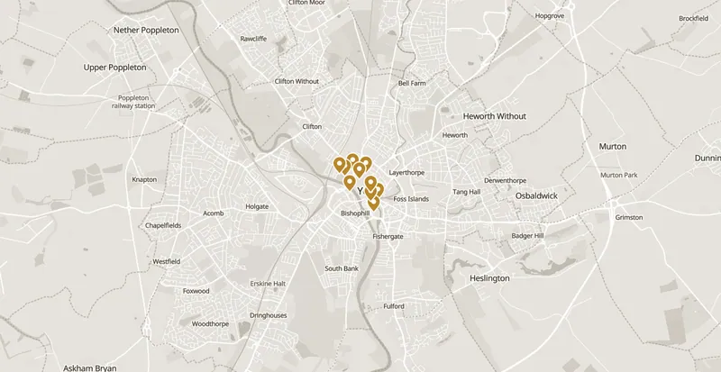 Map of the places worth your time in York