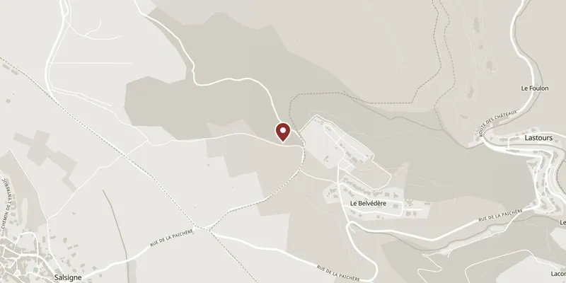 Map showing where The four castles of Lastours is