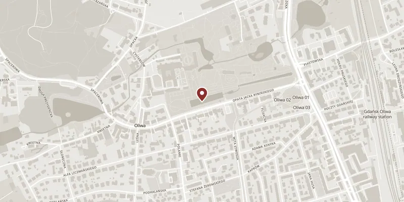 Map showing where Oliwa Cathedral is