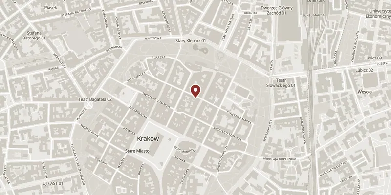 Map showing where Jagiellonian University Pharmacy Museum is
