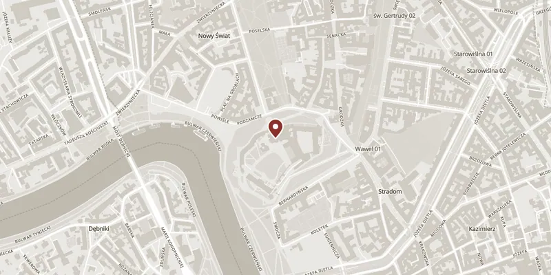 Map showing where Wawel Cathedral is