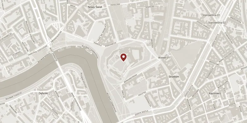 Map showing where Wawel Royal Castle is