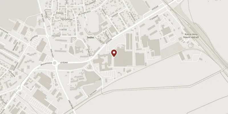 Map showing where Cathedral of the Assumption at Sedlec is