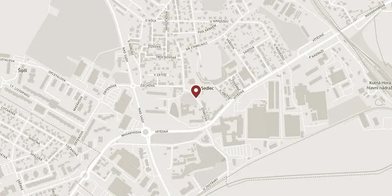 Map showing where Sedlec Ossuary is