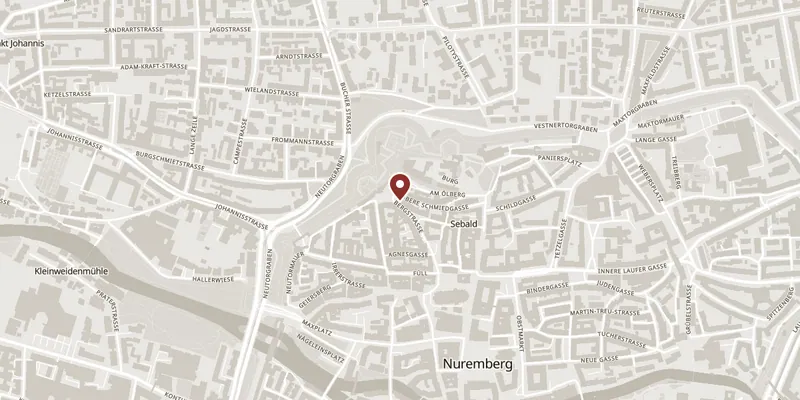 Map showing where Albrecht Dürer's House is