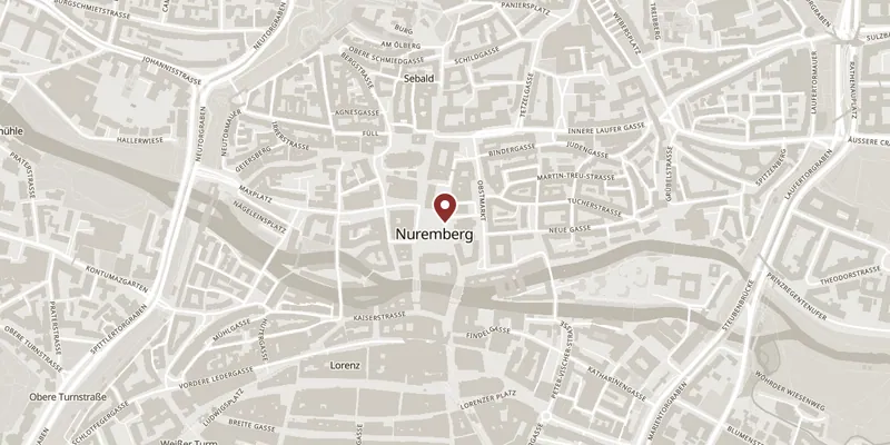 Map showing where Frauenkirche and the Hauptmarkt is