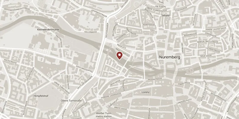 Map showing where Weinstadel, the Henkersteg and the Executioner's House is