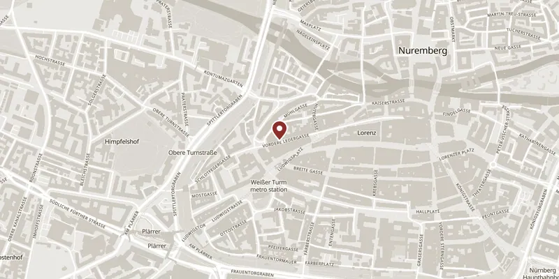Map showing where Bratwurstküche Zum Gulden Stern is