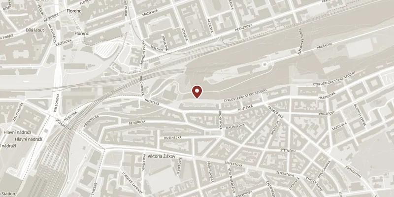 Map showing where Army Museum Žižkov is