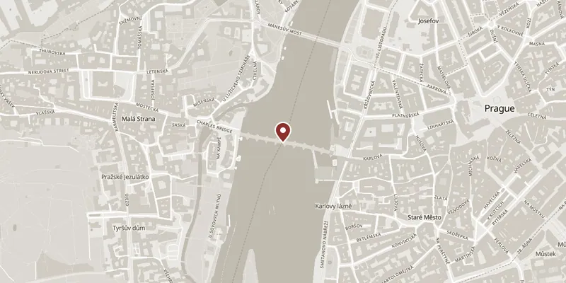Map showing where Charles Bridge is