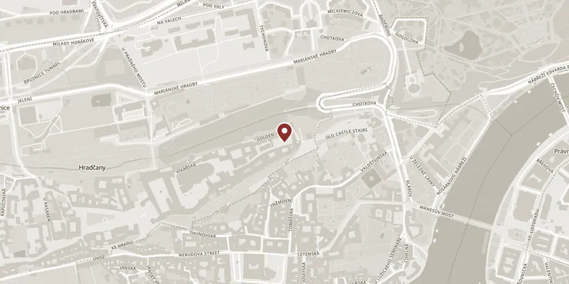 Map showing where Golden Lane and the Daliborka Tower is