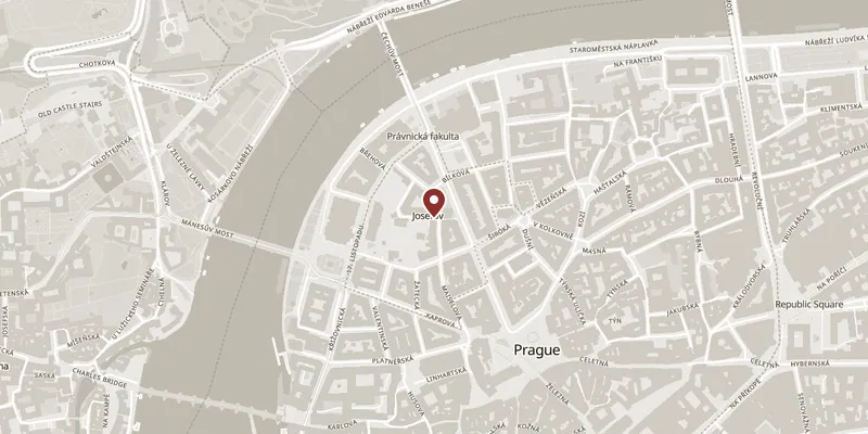 Map showing where Old-New Synagogue is