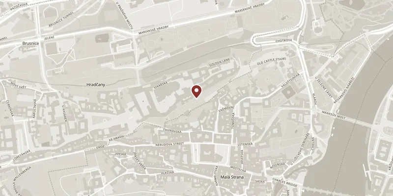 Map showing where Old Royal Palace and Vladislav Hall is