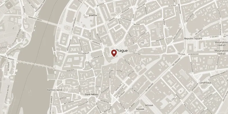 Map showing where Old Town Hall and the Astronomical Clock is