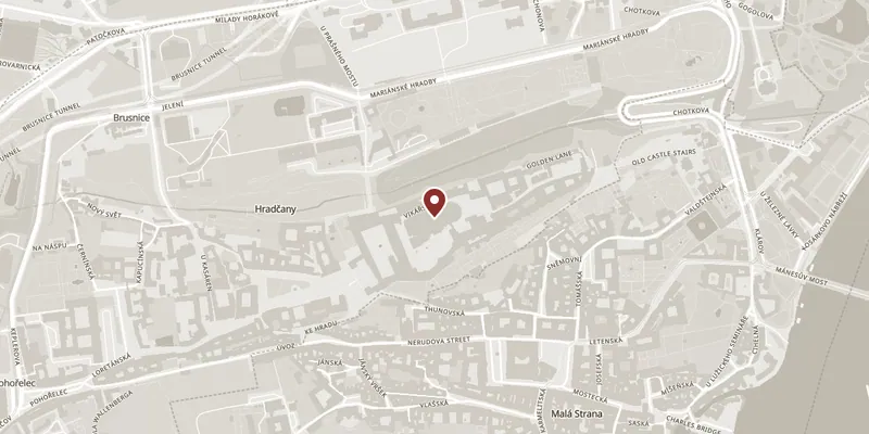 Map showing where St Vitus Cathedral (the Wenceslas Chapel) is