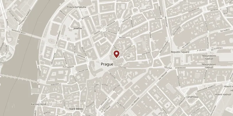 Map showing where Church of Our Lady before Týn is