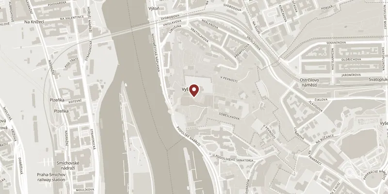 Map showing where Vyšehrad and the Gorlice casemates is