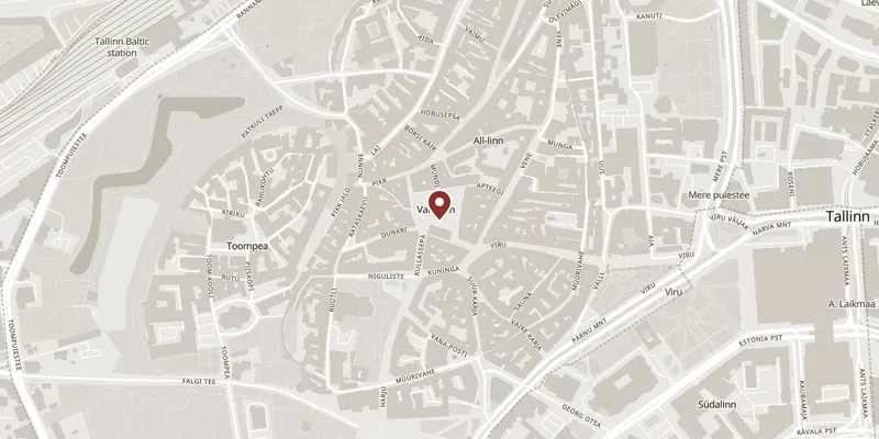 Map showing where Tallinn Town Hall is