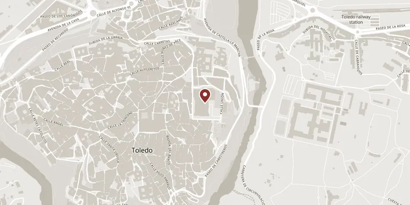 Map showing where Alcázar de Toledo and the Museo del Ejército is