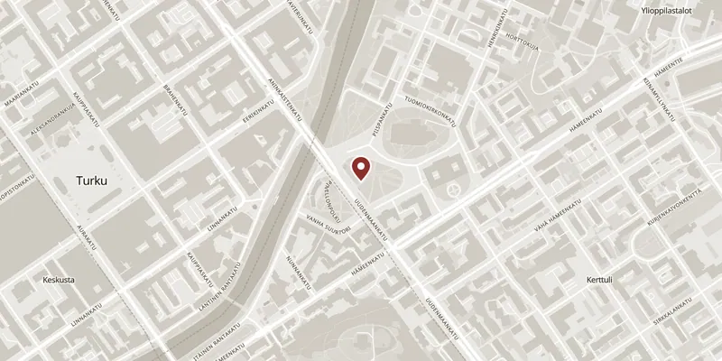 Map showing where Old Great Square (Vanha Suurtori) is