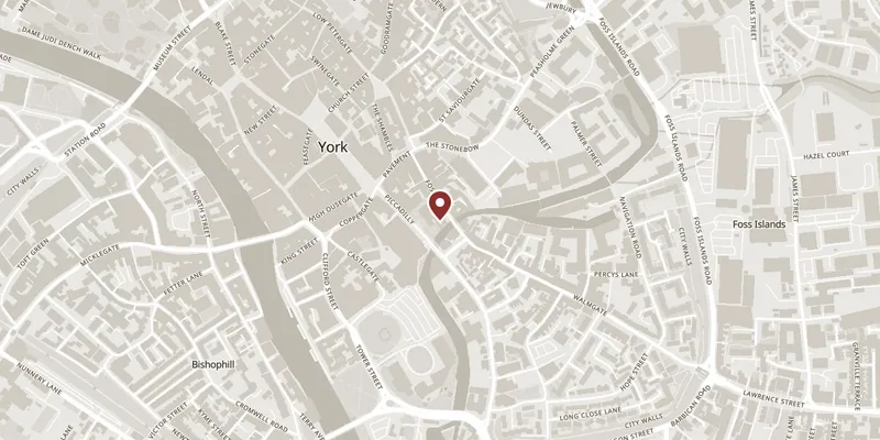 Map showing where Merchant Adventurers' Hall is