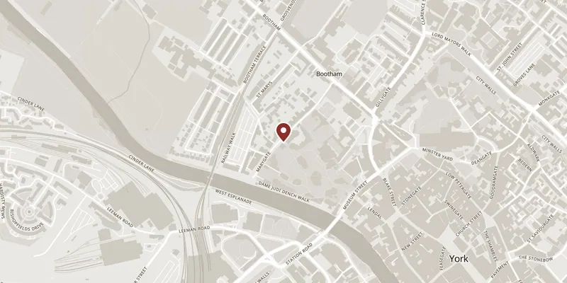 Map showing where St Mary's Abbey ruins is