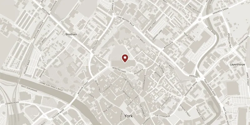 Map showing where York Minster is